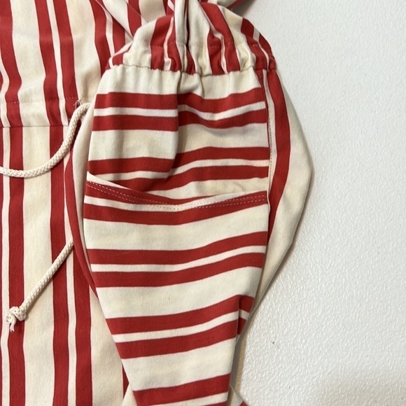 Marine Layer Lola Cocoon Red/Orange Stripe Dress Drawstring Pockets Sz L - Picture 11 of 12